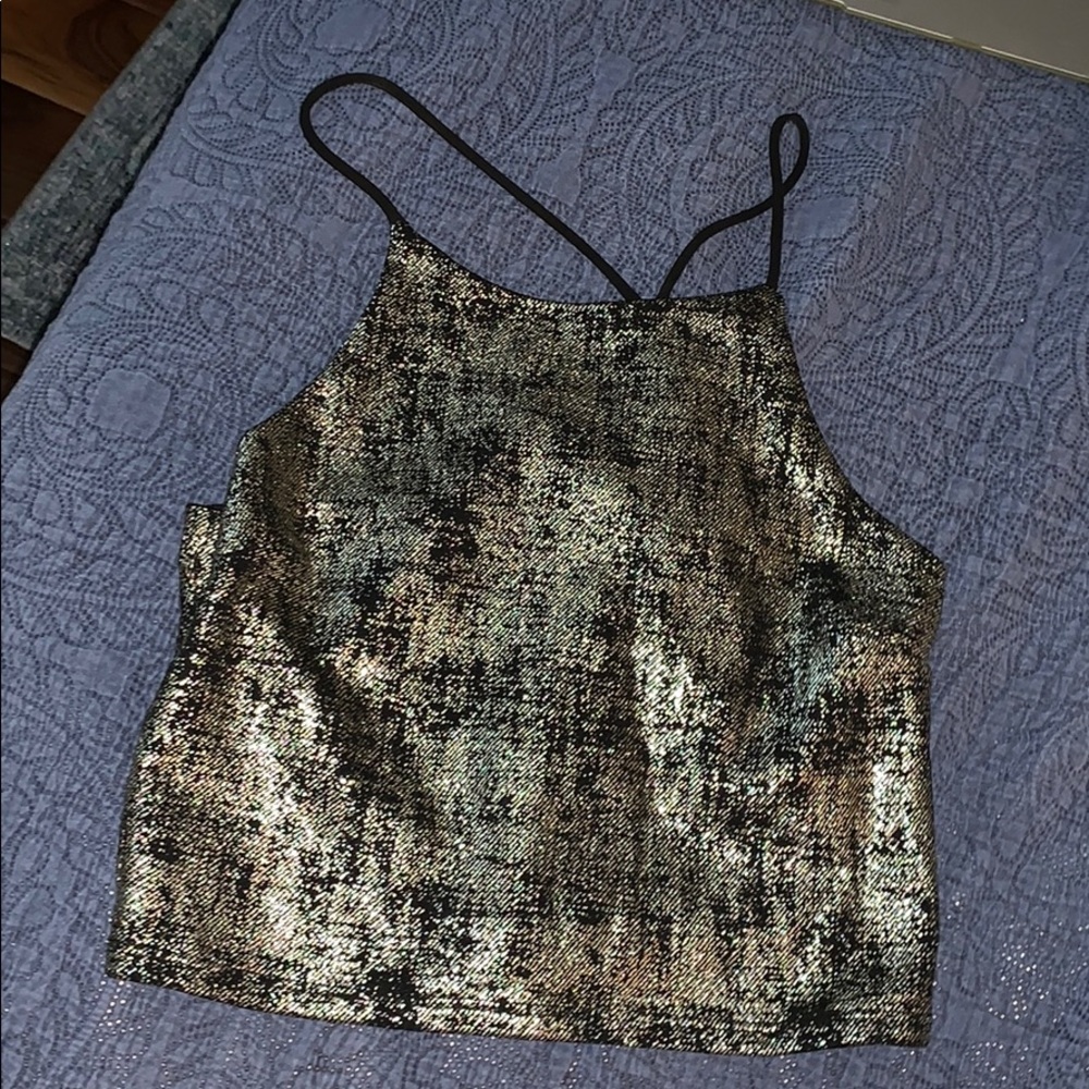 NWOT metallic crop top